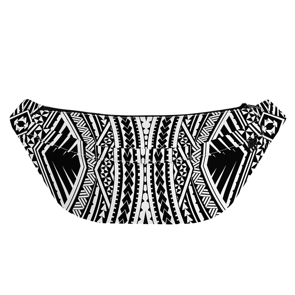 Black And White Maori Tattoo Print Fanny Pack
