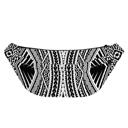 Black And White Maori Tattoo Print Fanny Pack