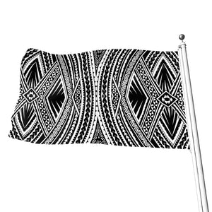 Black And White Maori Tattoo Print Flag