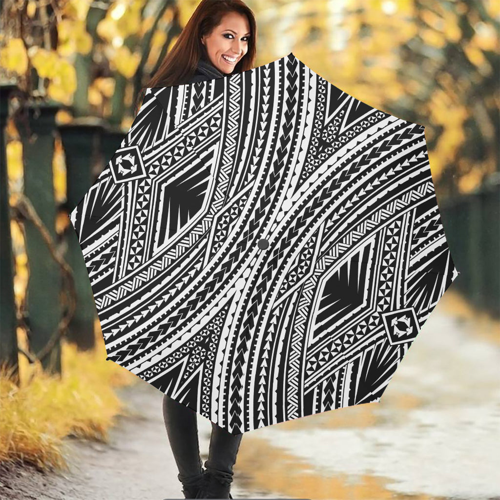 Black And White Maori Tattoo Print Foldable Umbrella