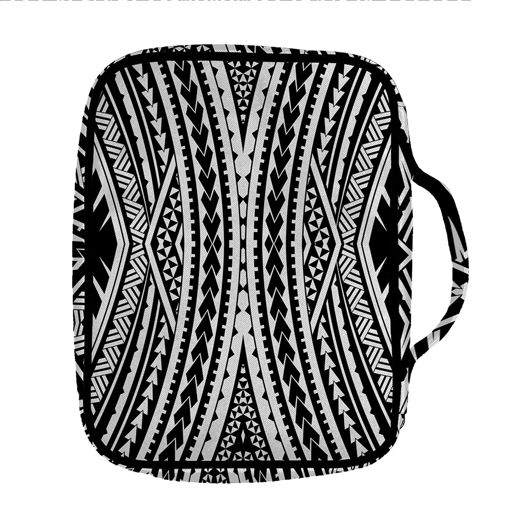 Black And White Maori Tattoo Print Front Pocket Bible Bag