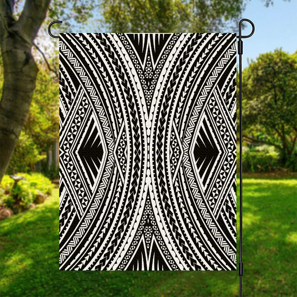 Black And White Maori Tattoo Print Garden Flag