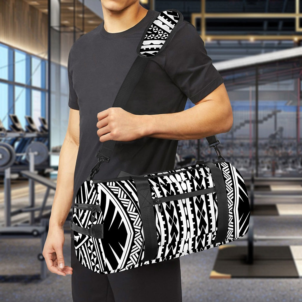 Black And White Maori Tattoo Print Gym Bag