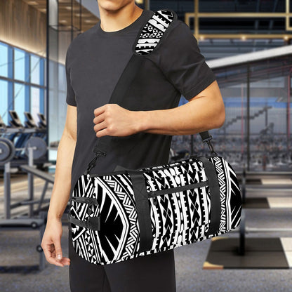 Black And White Maori Tattoo Print Gym Bag