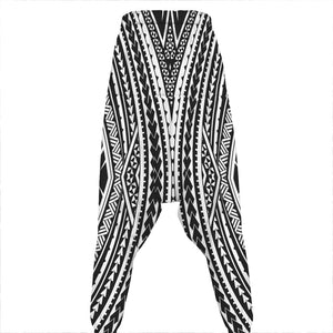 Black And White Maori Tattoo Print Hammer Pants