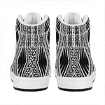 Black And White Maori Tattoo Print High Top Leather Sneakers