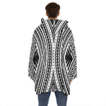 Black And White Maori Tattoo Print Hoodie Blanket