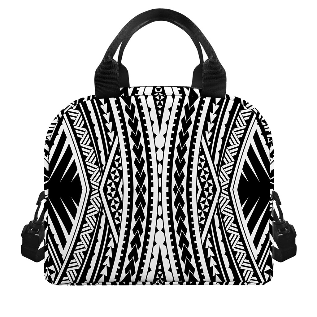Black And White Maori Tattoo Print Insulated Lunch Bag