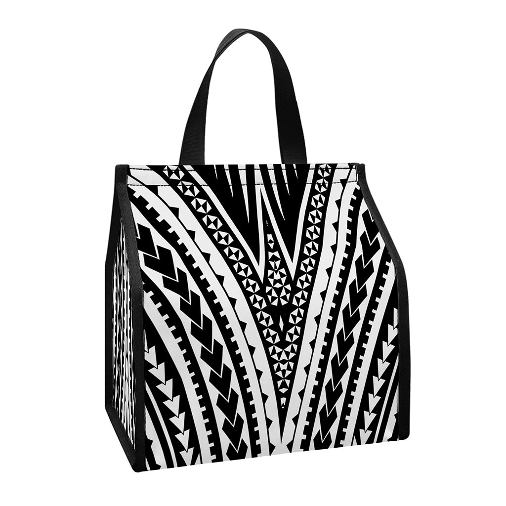 Black And White Maori Tattoo Print Insulated Lunch Tote