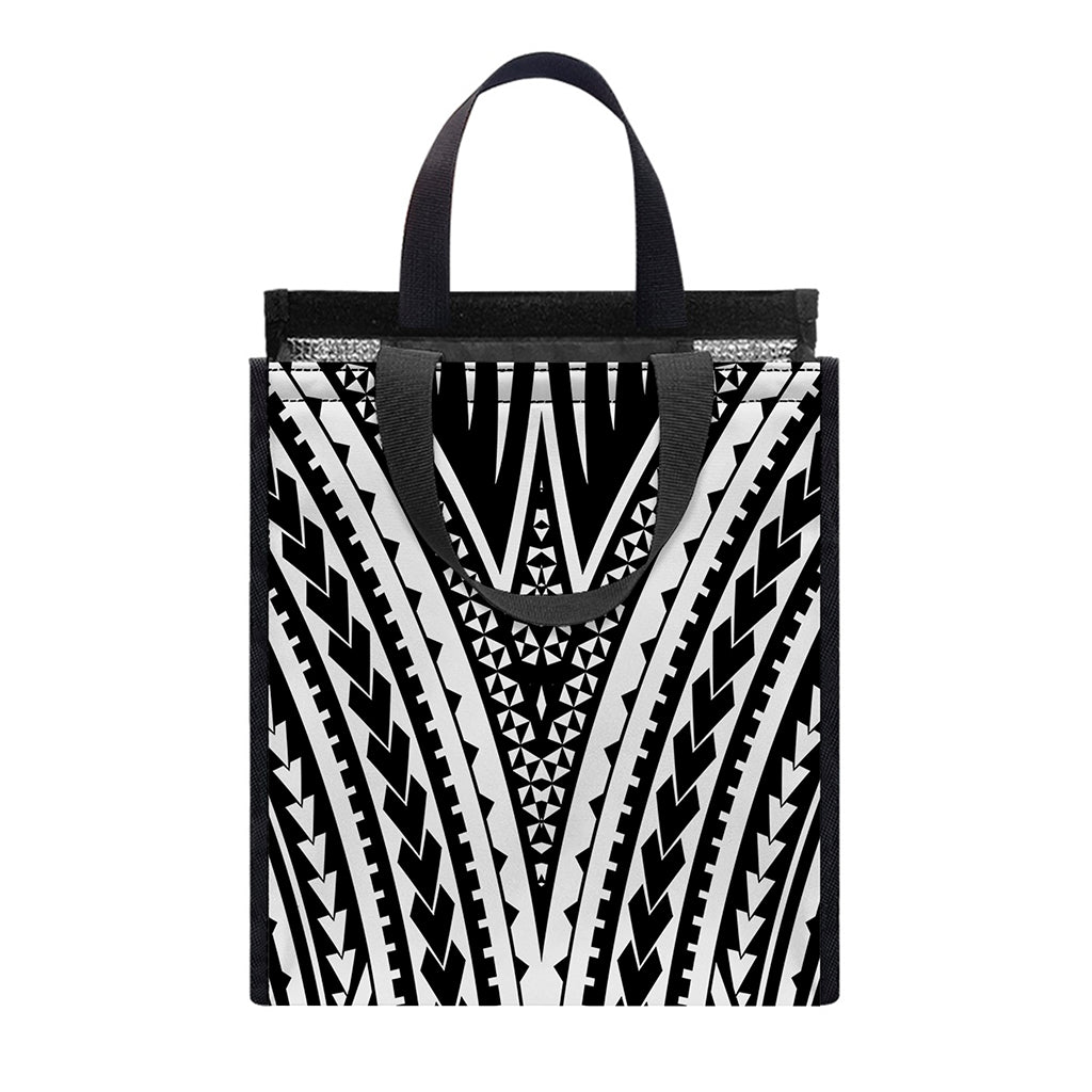 Black And White Maori Tattoo Print Insulated Lunch Tote