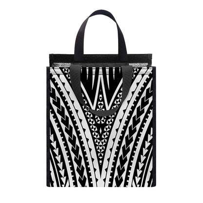 Black And White Maori Tattoo Print Insulated Lunch Tote