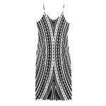 Black And White Maori Tattoo Print Jersey Midi Cami Dress