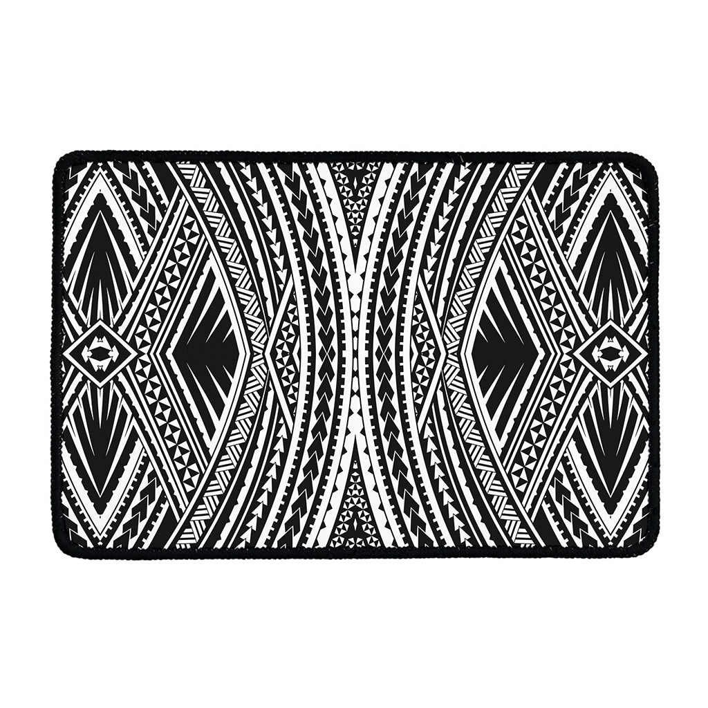 Black And White Maori Tattoo Print Kitchen Mat