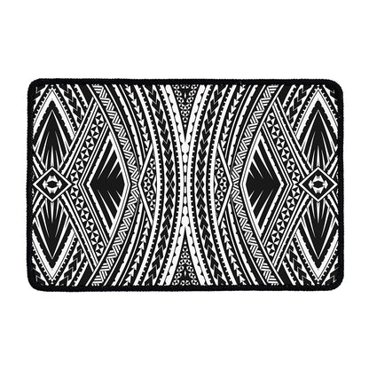 Black And White Maori Tattoo Print Kitchen Mat