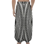 Black And White Maori Tattoo Print Lantern Pants