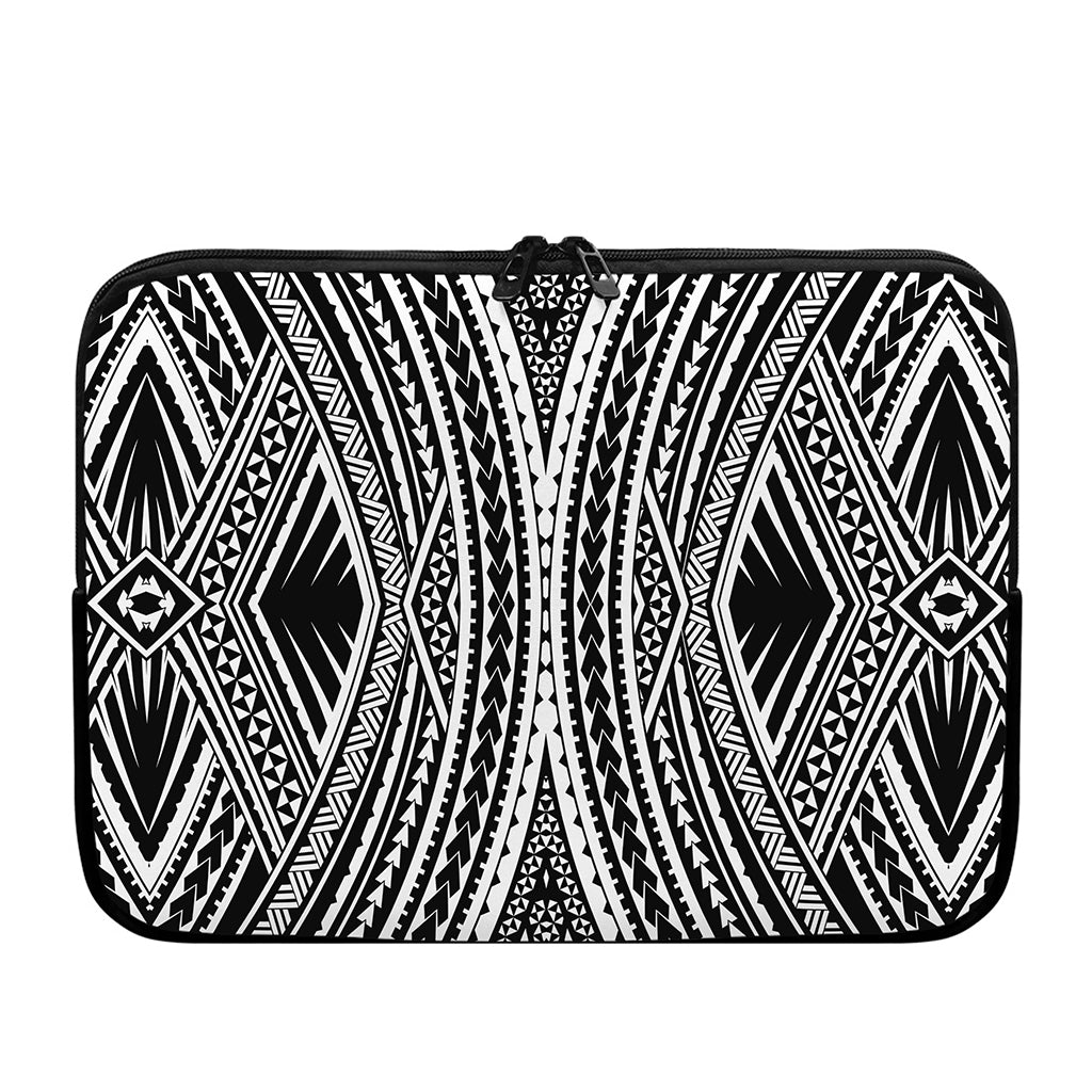 Black And White Maori Tattoo Print Laptop Sleeve