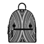 Black And White Maori Tattoo Print Leather Backpack