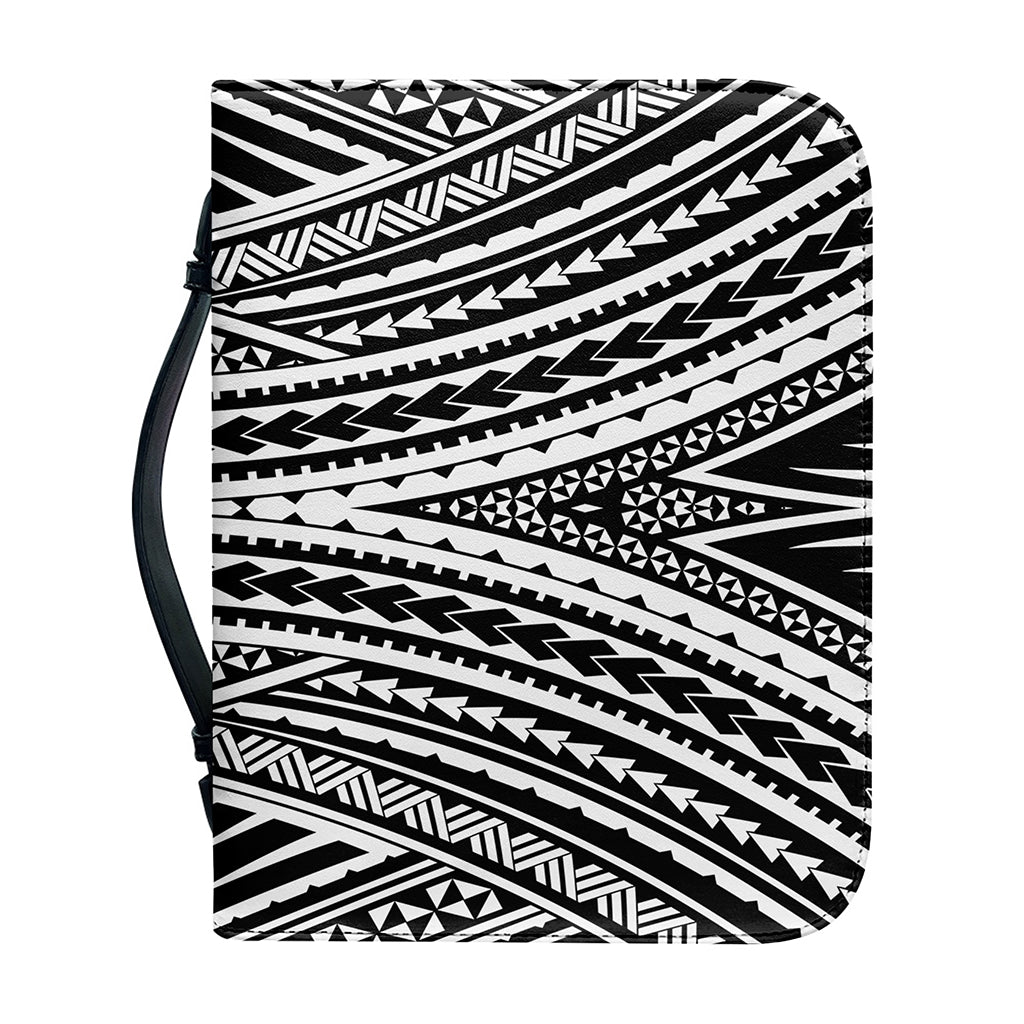 Black And White Maori Tattoo Print Leather Bible Cover