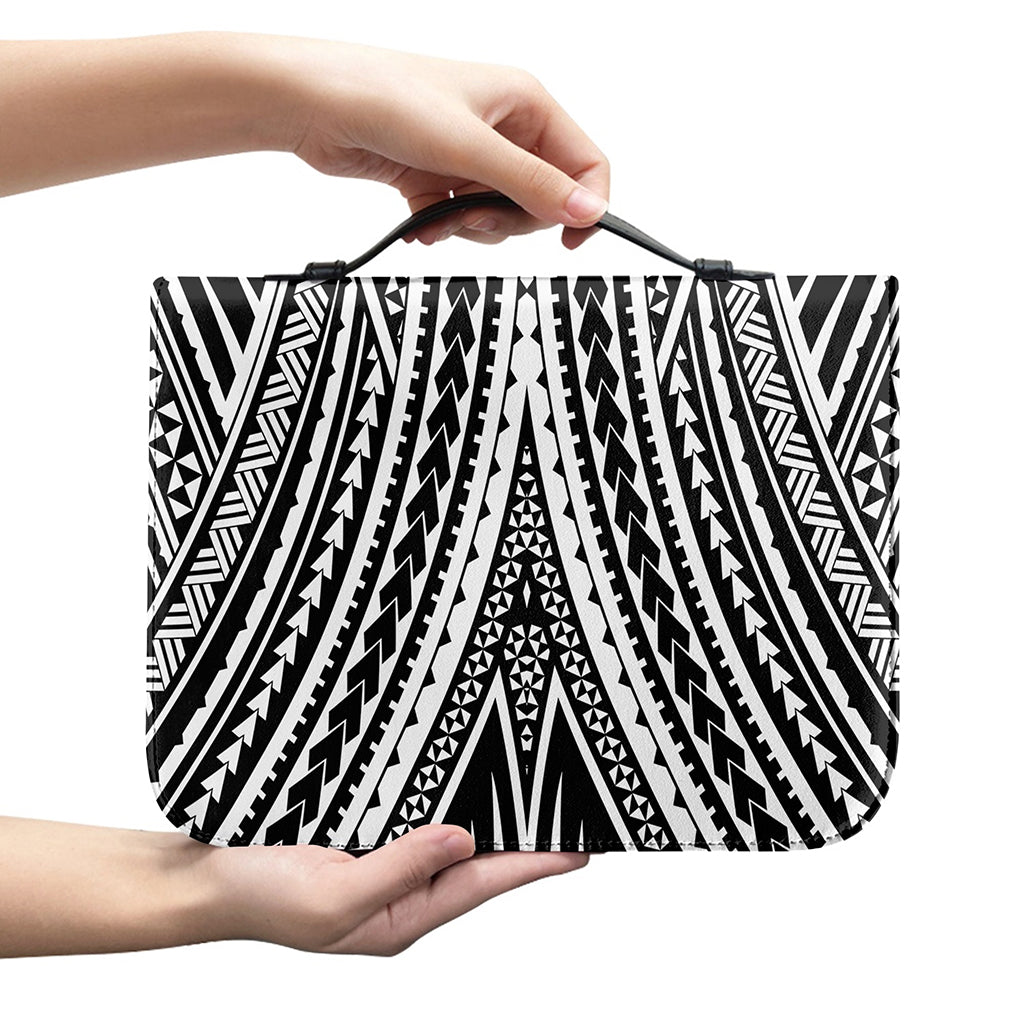 Black And White Maori Tattoo Print Leather Bible Cover