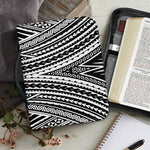 Black And White Maori Tattoo Print Leather Bible Cover