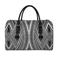 Black And White Maori Tattoo Print Leather Duffel Bag