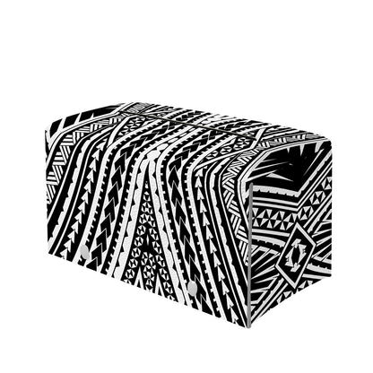 Black And White Maori Tattoo Print Leather Tissue Box Cover