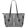 Black And White Maori Tattoo Print Leather Tote Bag