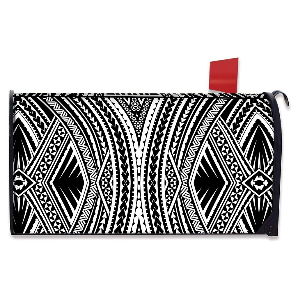 Black And White Maori Tattoo Print Mailbox Cover