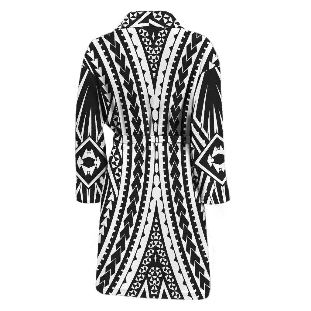 Black And White Maori Tattoo Print Men's Bathrobe