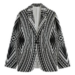 Black And White Maori Tattoo Print Men's Blazer