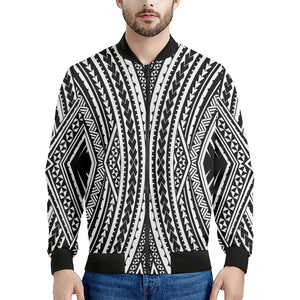 Black And White Maori Tattoo Print Men's Bomber Jacket