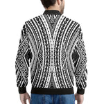 Black And White Maori Tattoo Print Men's Bomber Jacket