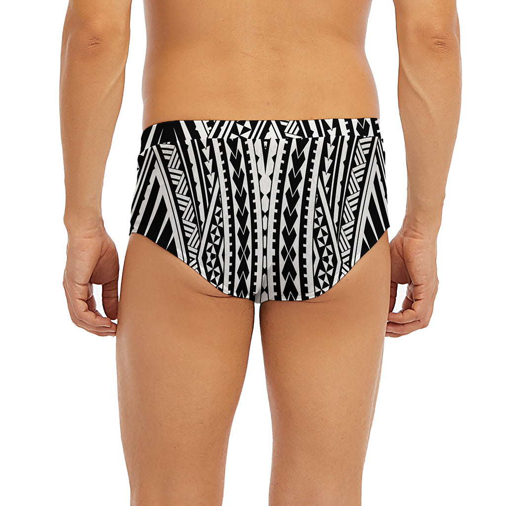 Black And White Maori Tattoo Print Men's Briefs