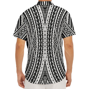 Black And White Maori Tattoo Print Men's Deep V-Neck Shirt