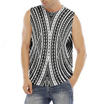 Black And White Maori Tattoo Print Men's Fitness Tank Top