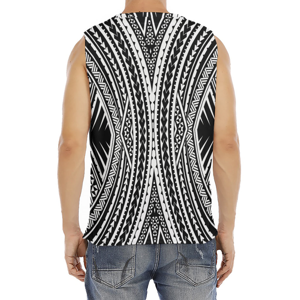 Black And White Maori Tattoo Print Men's Fitness Tank Top