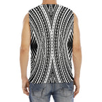 Black And White Maori Tattoo Print Men's Fitness Tank Top