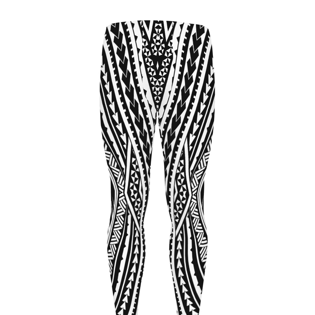 Black And White Maori Tattoo Print Men's leggings