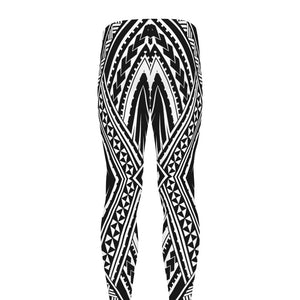 Black And White Maori Tattoo Print Men's leggings