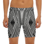 Black And White Maori Tattoo Print Men's Long Boxer Briefs