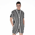 Black And White Maori Tattoo Print Men's Romper