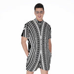 Black And White Maori Tattoo Print Men's Rompers