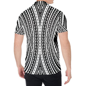 Black And White Maori Tattoo Print Men's Shirt