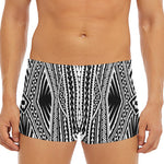 Black And White Maori Tattoo Print Men's Short Boxer Briefs