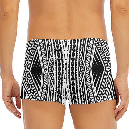 Black And White Maori Tattoo Print Men's Short Boxer Briefs