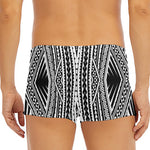 Black And White Maori Tattoo Print Men's Short Boxer Briefs