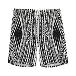 Black And White Maori Tattoo Print Men's Sports Shorts