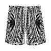 Black And White Maori Tattoo Print Men's Sports Shorts