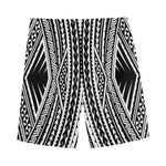 Black And White Maori Tattoo Print Men's Sports Shorts