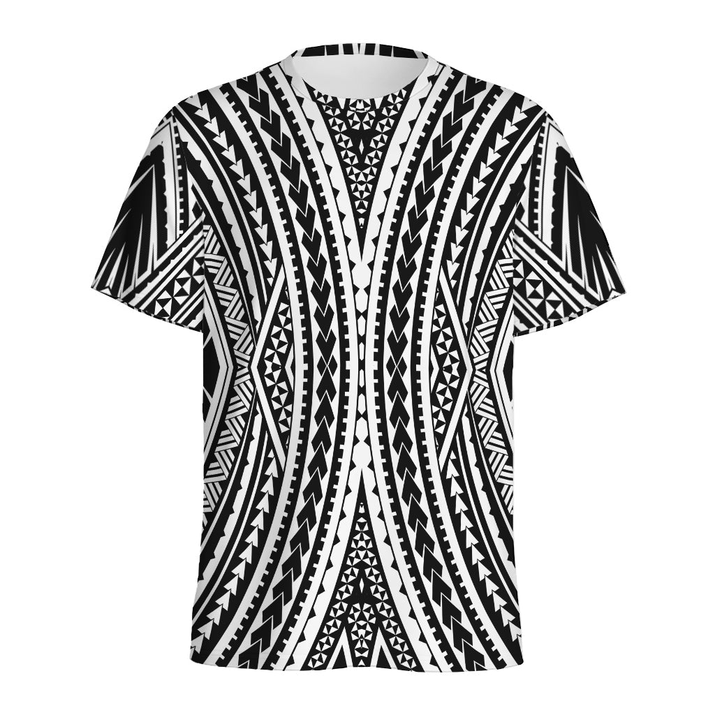 Black And White Maori Tattoo Print Men's Sports T-Shirt